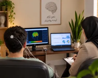 جلسه نوروفیدبک در مرکز روانشناسی هشتگرد برای بهبود عملکرد مغز